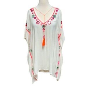 Kaktus White Multi Tunic-Poncho Top